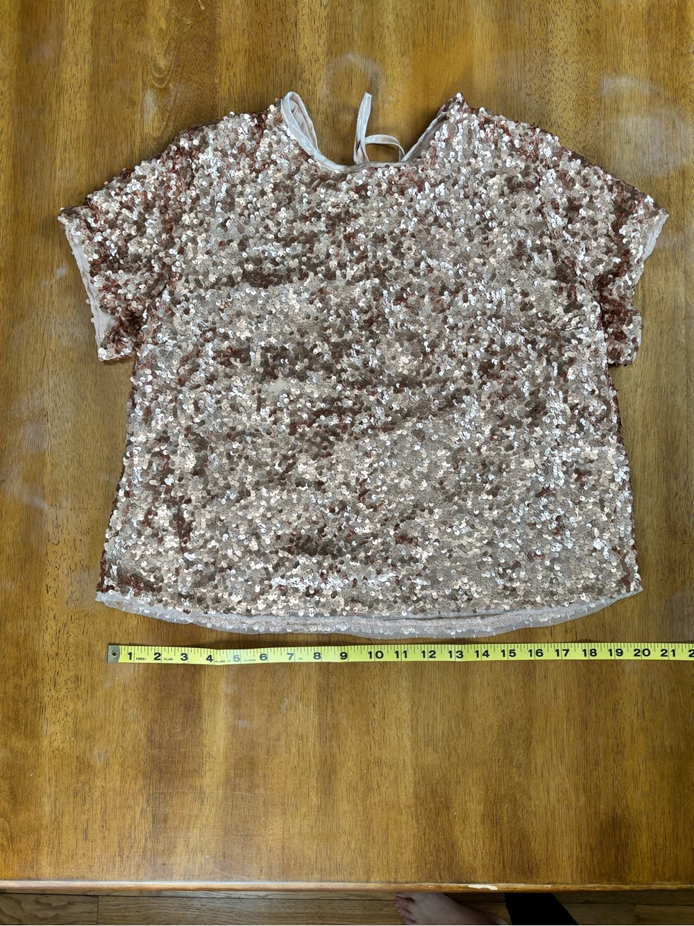 Abercrombie & Fitch Rose Gold Sequin Short Sleeve Top size Med